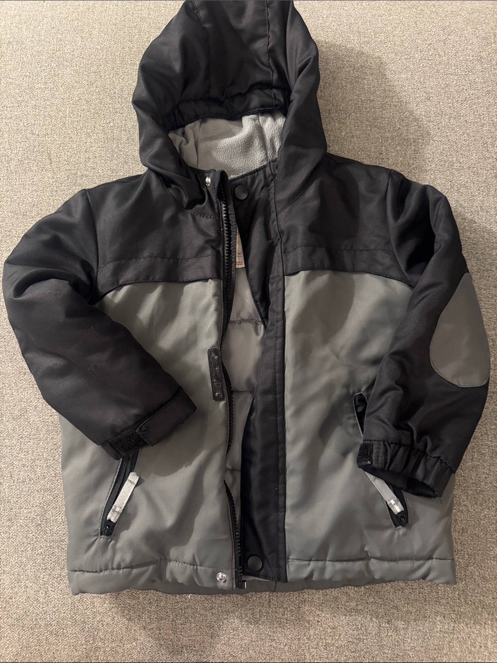 Cat & Jack Two-Tone Black and Gray Puffer Jacket